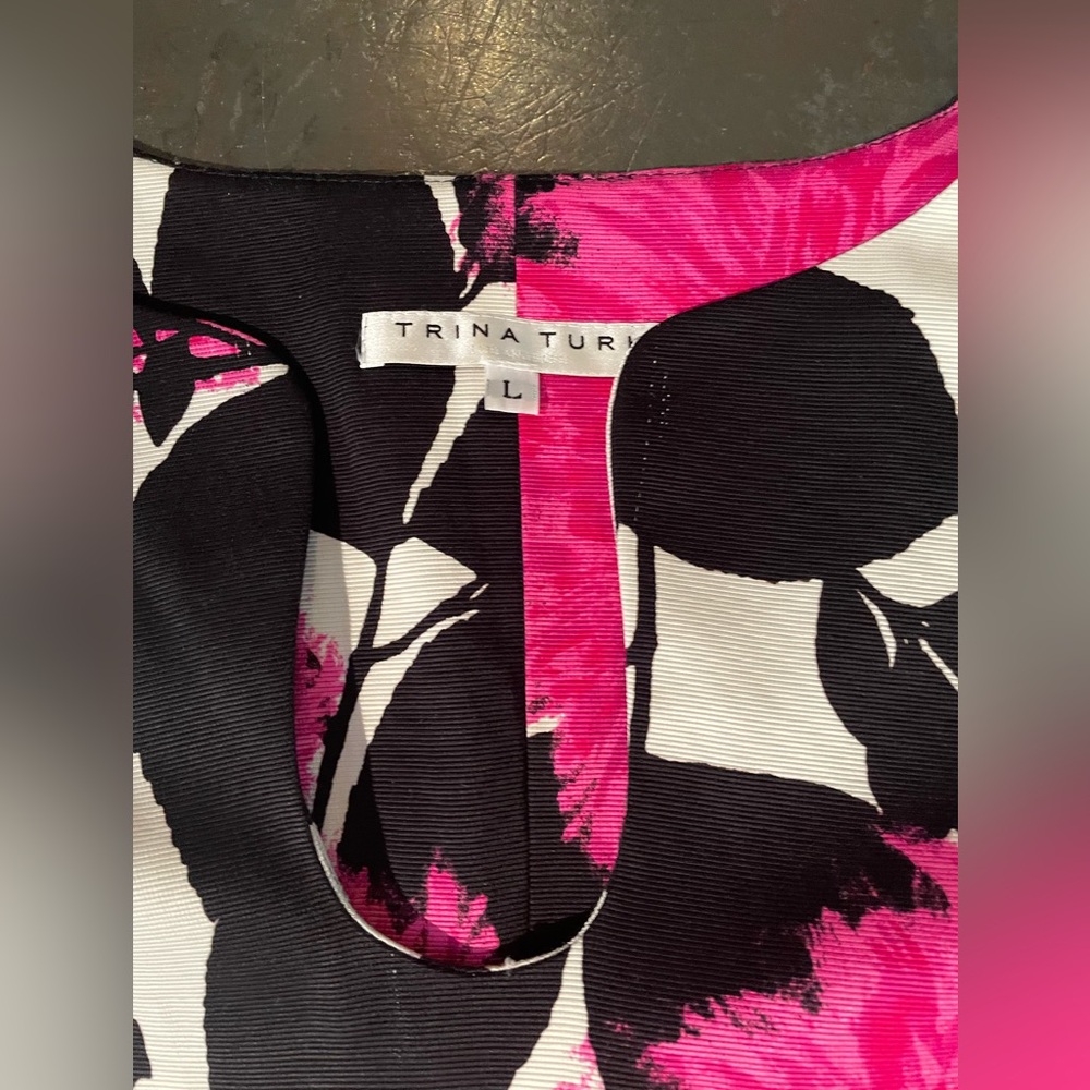 Trina Turk Pink, Black & White Floral Pantsuit - Picture 6 of 6
